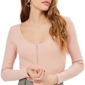 TOPSHOP Half Zip Long Sleeve Bodysuit